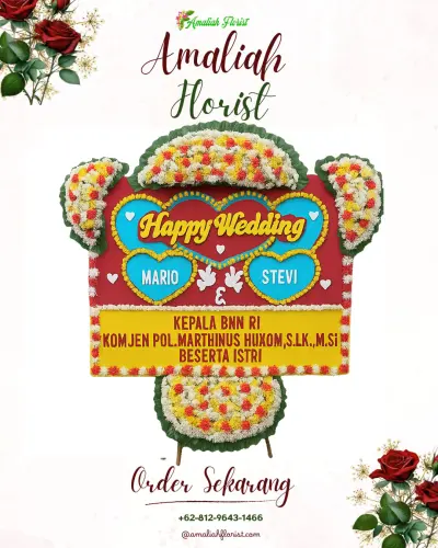 Karangan Papan Bunga Pernikahan di Amasangan